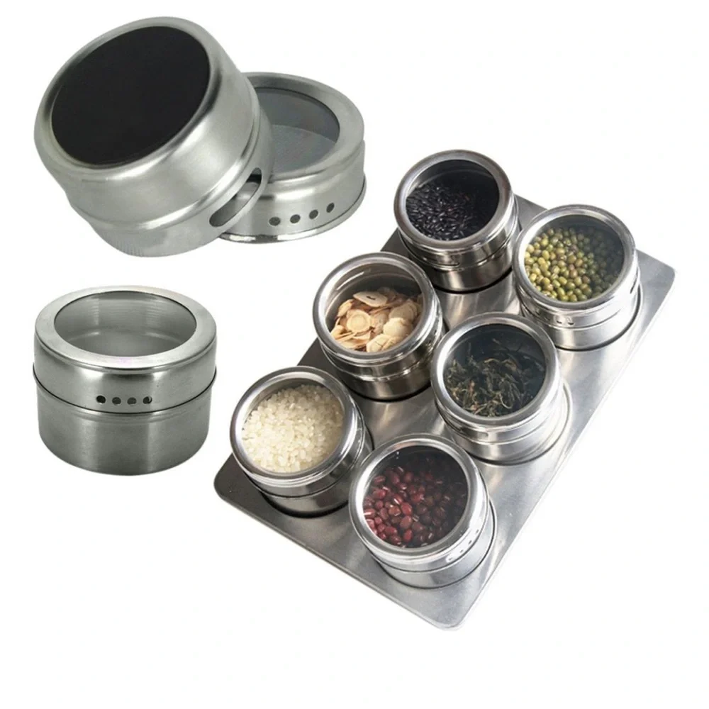 Stainless Steel Magnetic Spice Jars Set NIB